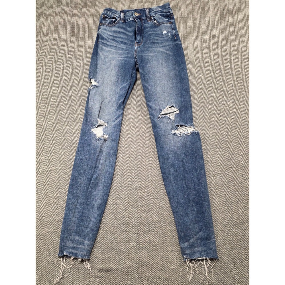 American Eagle Curvy Super Hi Rise Jegging‎ Jeans Distressed Blue Size 00
